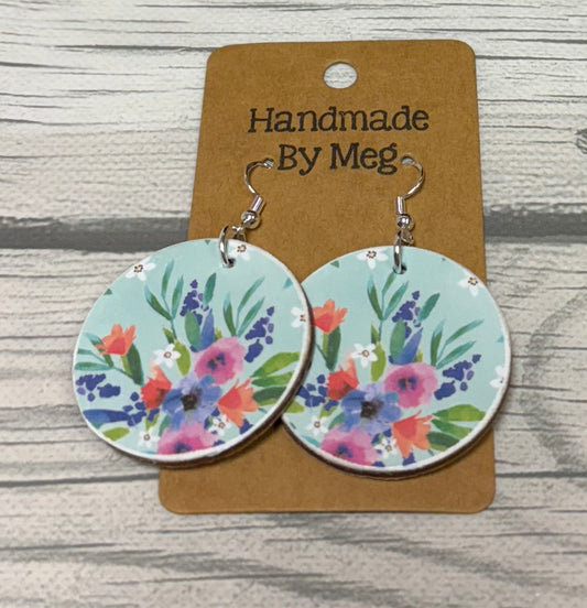 1.5 inch Blue Background Multi Flowers