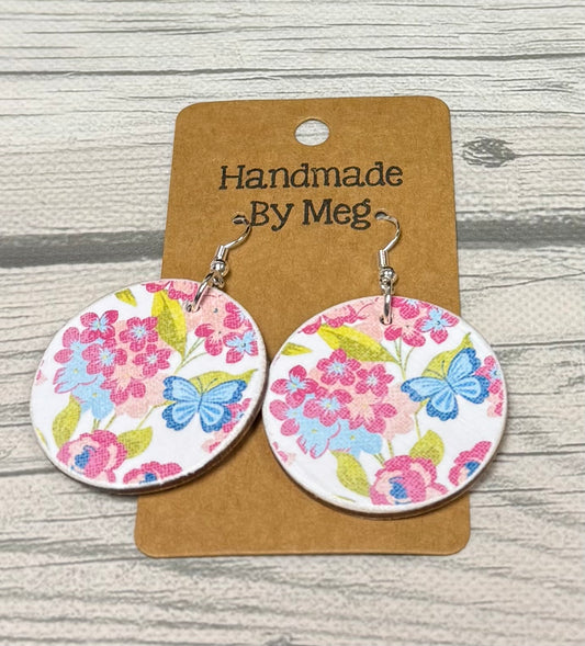 1.5 inch Pink Flowers with Blue Butterfly