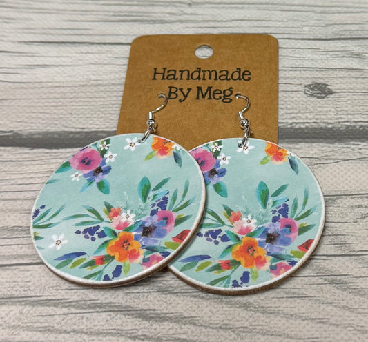 2 inch Blue Background Multi Flowers