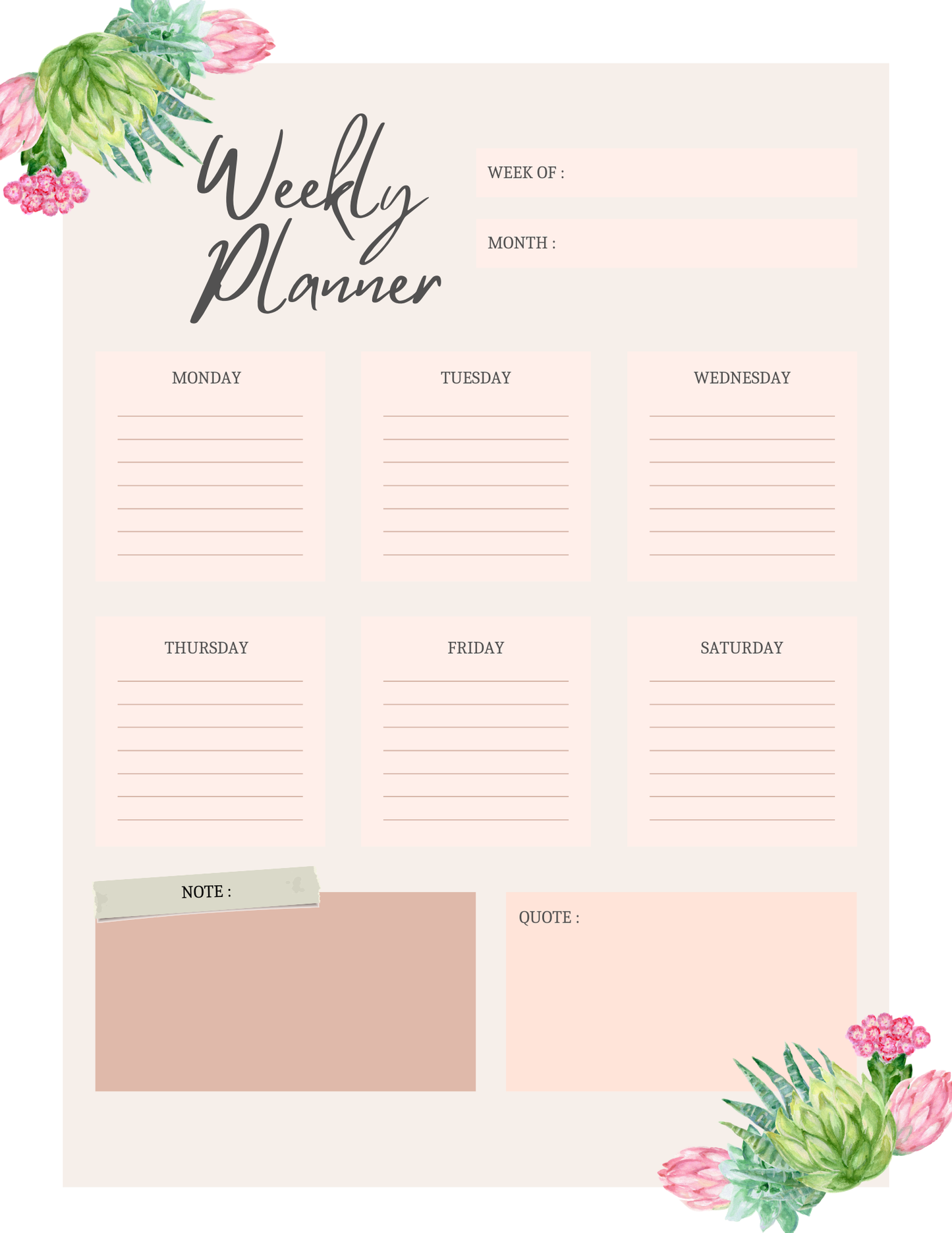 Custom Succulent Planner
