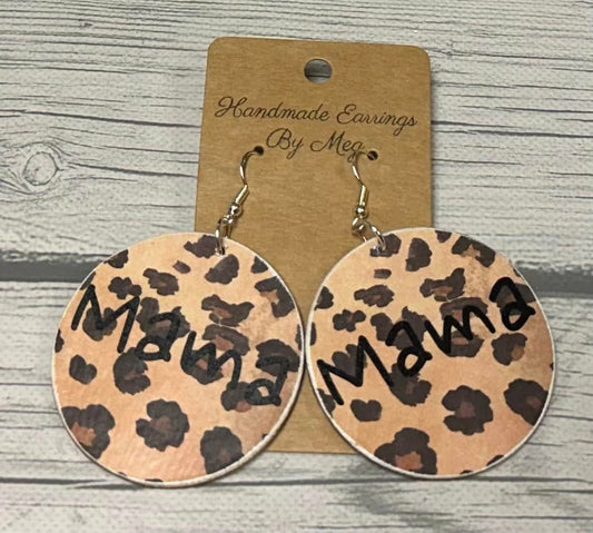 2 inch animal print Mama Earrings