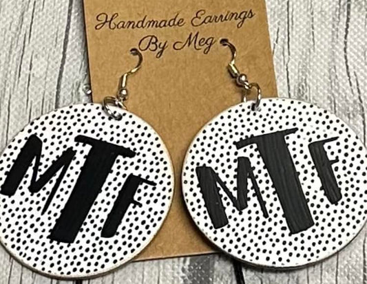 2 inch Black Polkadot Monogram Earrings