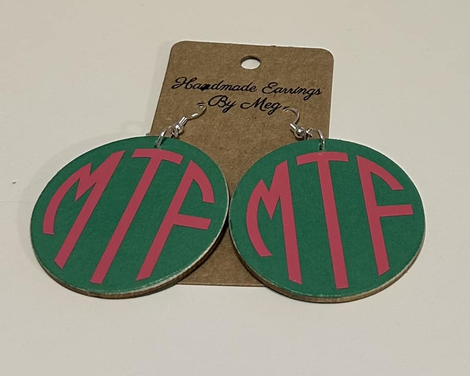 2 inch Kelly Green Hot Pink Monogram