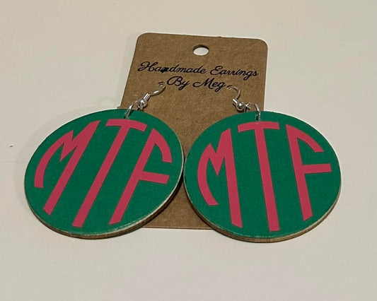 2 inch Kelly Green Hot Pink Monogram