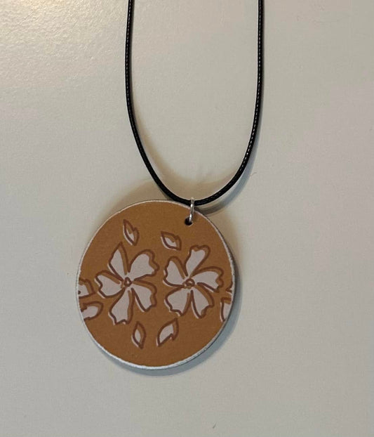 Mustard Gold with White Flower Necklace