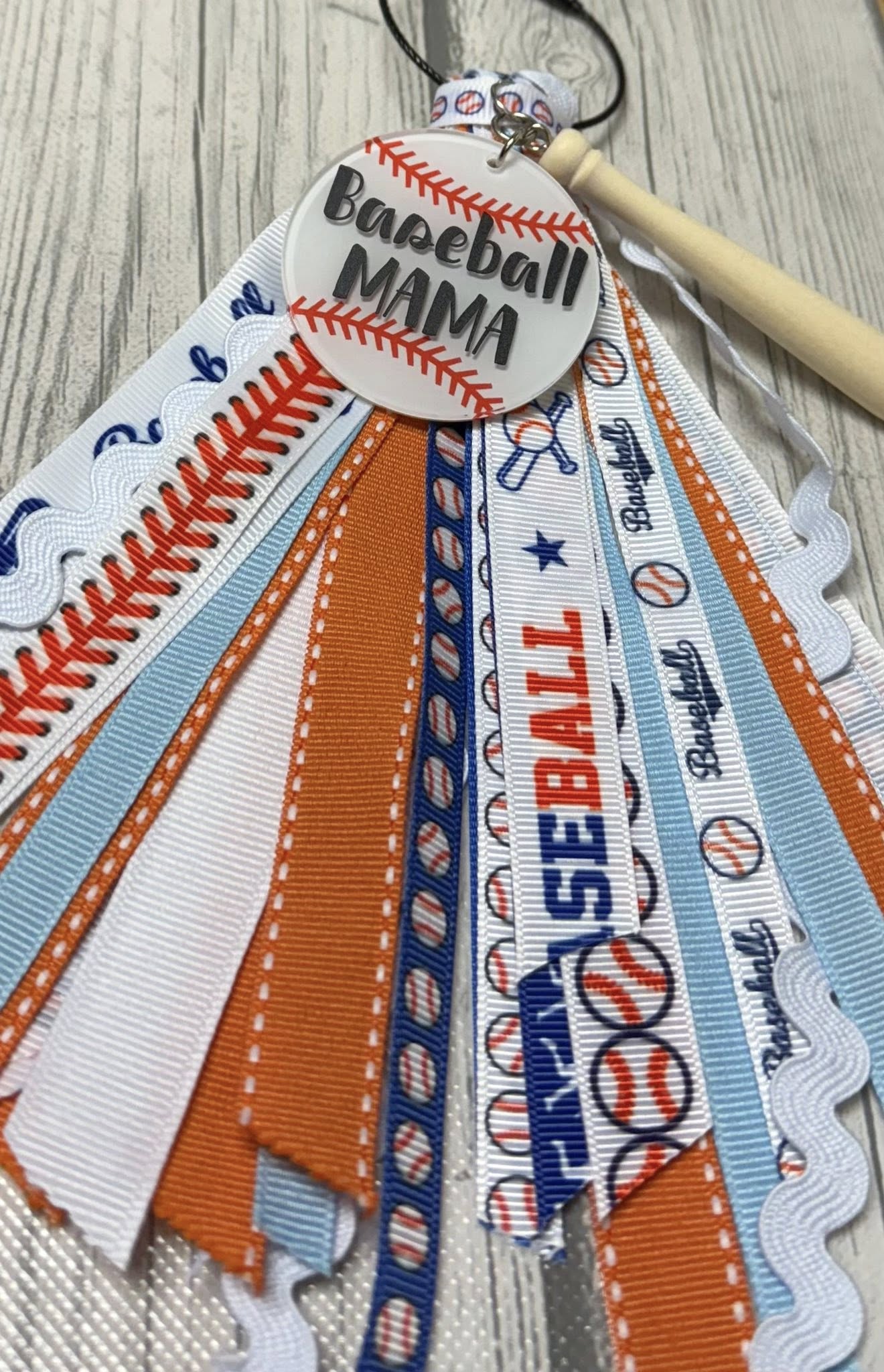Extra Full Custom Orange and Blue Baseball Tassel