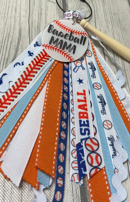 Extra Full Custom Orange and Blue Baseball Tassel