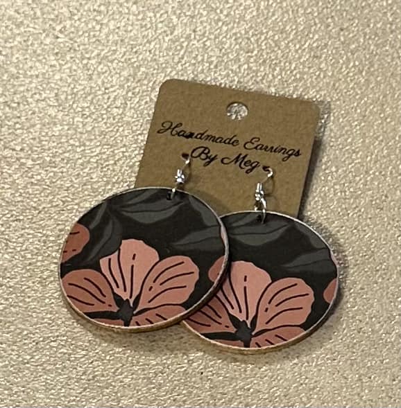 2 inch Pink Flower Earrings